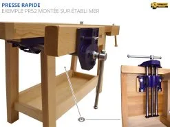 ETABLIS FRANCOIS - EMR Etablis Menuisier Avec Presse Avant à Serrage Rapide PR52 -Outillage & Affûtage Soldes ETABLIS FRANCOIS EMR Etablis menuisier avec presse avant 3